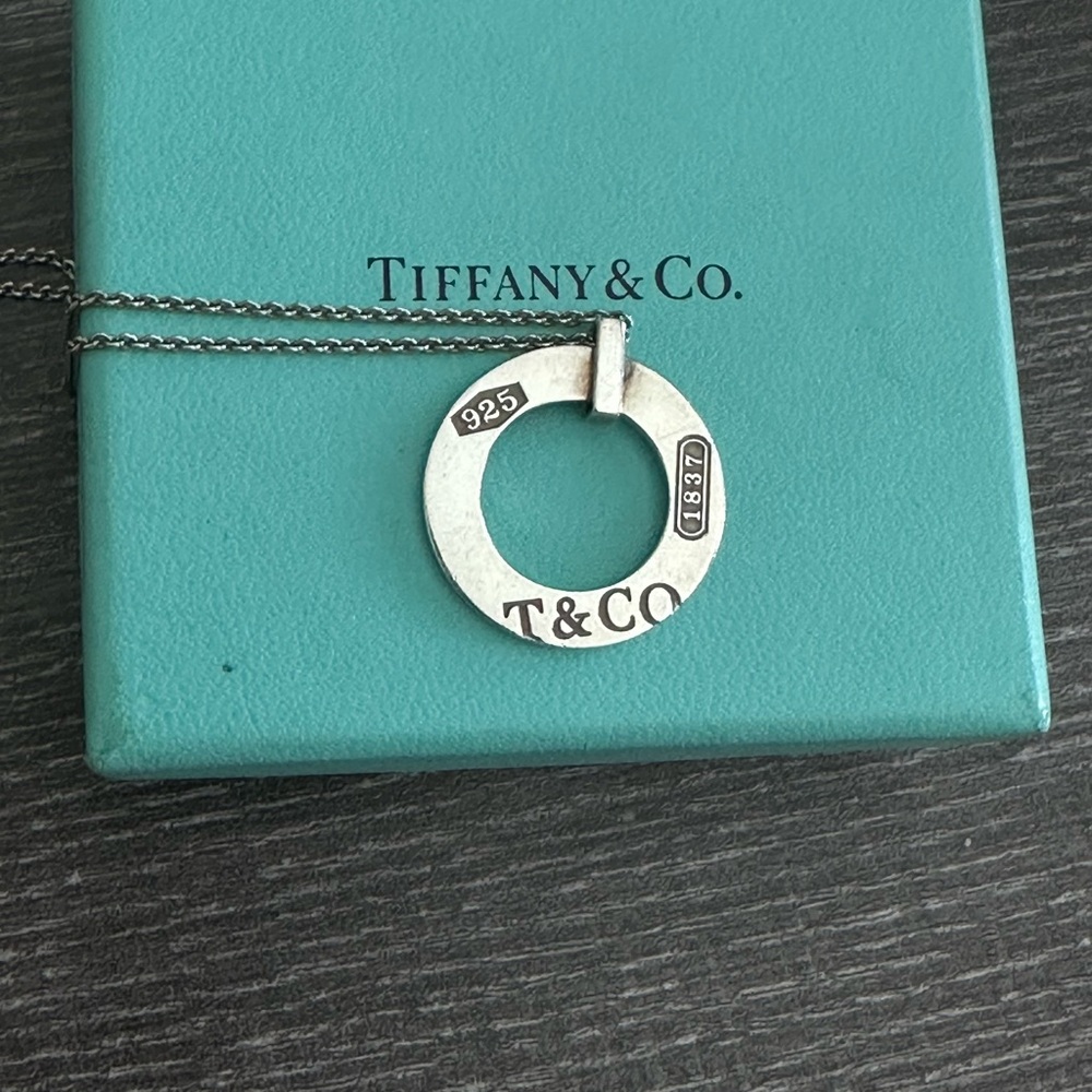 Authentic Tiffany & Co. Silver Circular Pendant Necklace